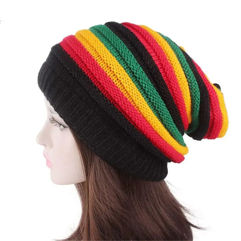 Colorful Striped Kinted Hat Keep Warm Unisex Knitted Pullover Cap