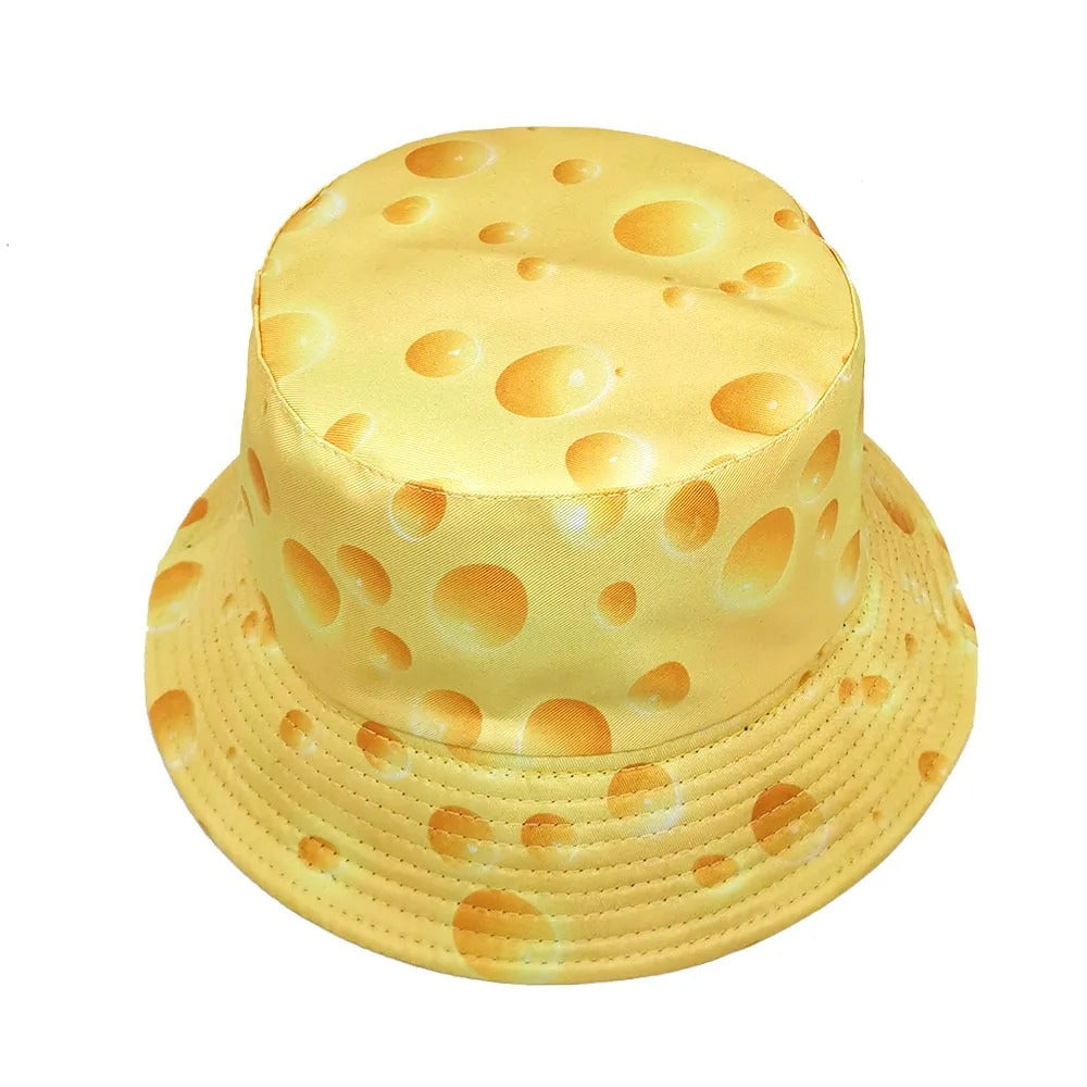 Cheese Printing Bucket Hat Yellow Pattern Fisherman Hats Double Sides Reversible Panama Cap Unisex Outdoor Sun Hot Selling