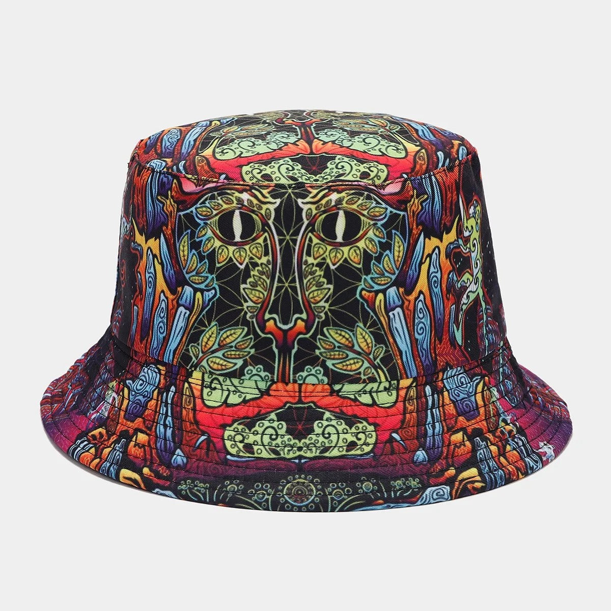 Summer Sun Protection Bucket Hat for Men Women Panama Cap Print Hip Hop Gorros Fishing Fisherman Hat Double Side Wear Fashion