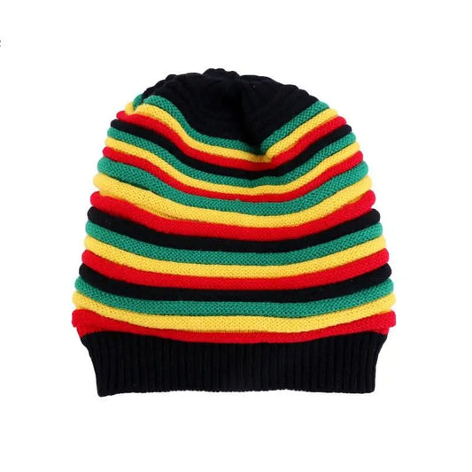 Colorful Striped Kinted Hat Keep Warm Unisex Knitted Pullover Cap