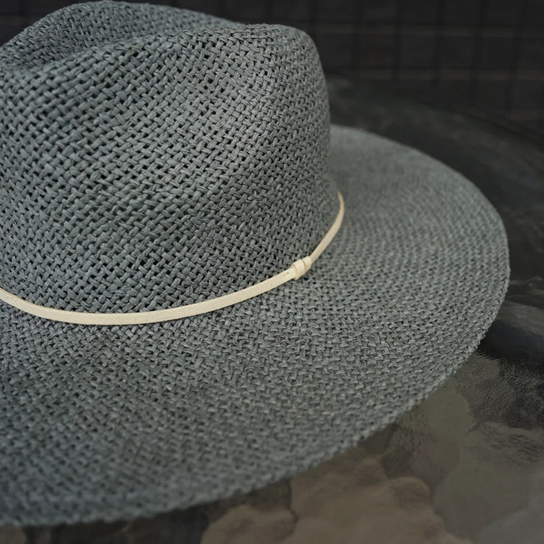 New Classical Gray Women Wide Brim Straw Panama Hat Ladies Fedora Hat Summer Beach Sun Hat