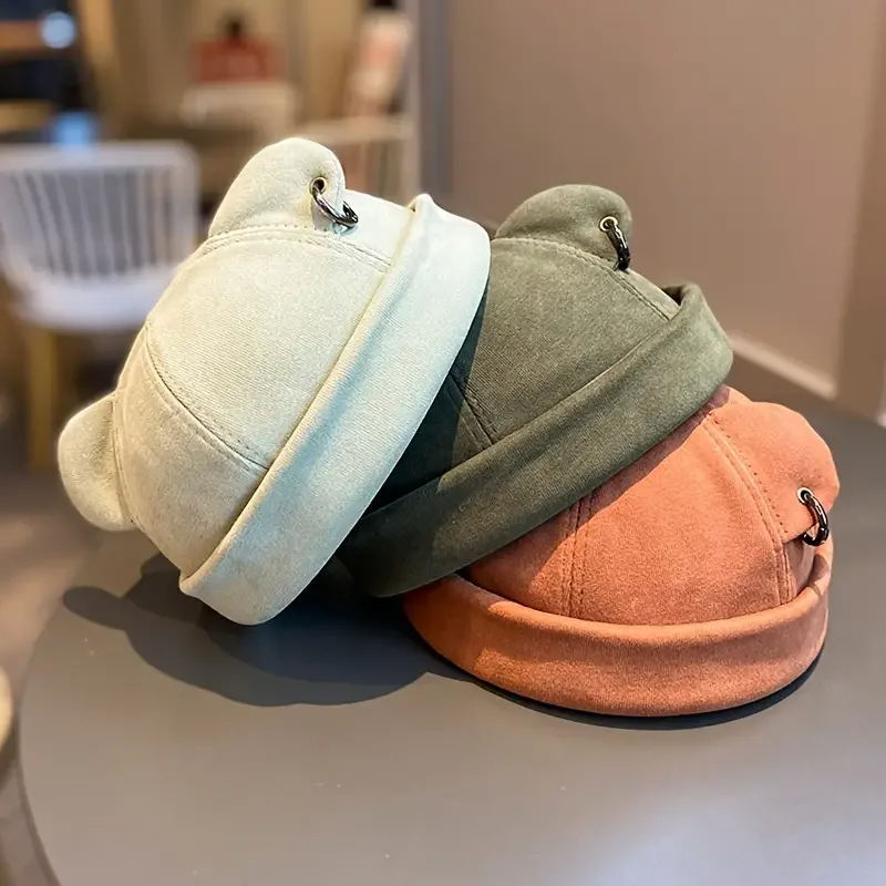 Autumn and Winter Polyester Warm Cartoon Docker Cap Brimless Hat Beanie Landlord Sailor Cap Girl and Women