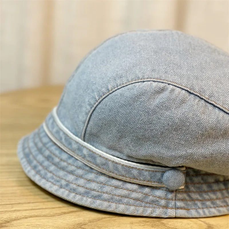 Cotton Jeans Berets Hat for Women Summer Panama Denim Fabric Sunbonnet Outdoor Casual Bucket Hat Beach Hat Sun Hat Female