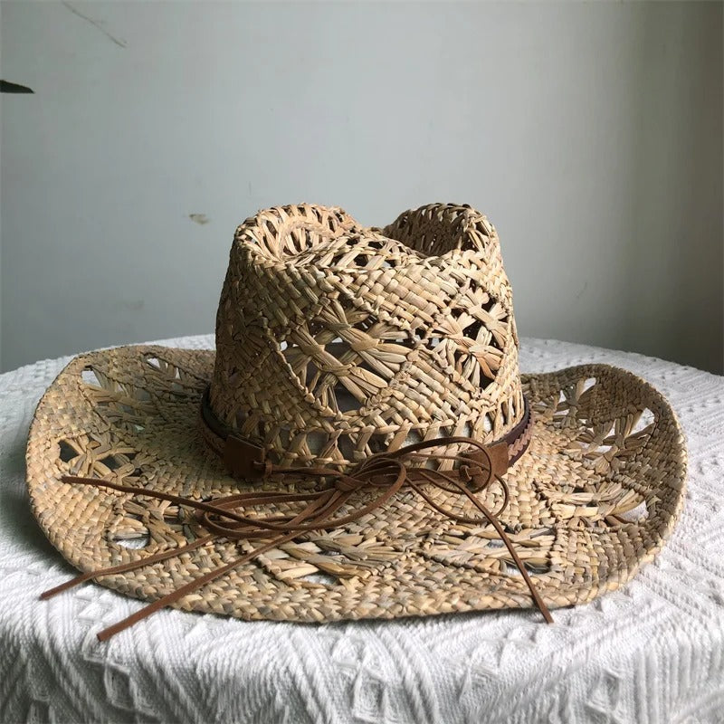 Cowboy Straw Hat Western Cowboy Sun Hat Spring Knight Hat Unisex Jazz Hat Summer Wide brimmed Hat sombrero hombre