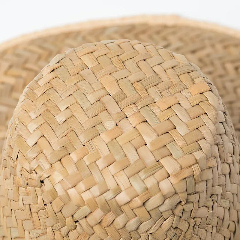Retro High Top Big Straw Hat Men Women Stage Catwalk Concave Modeling Sunscreen Shading Beach Straw Hat