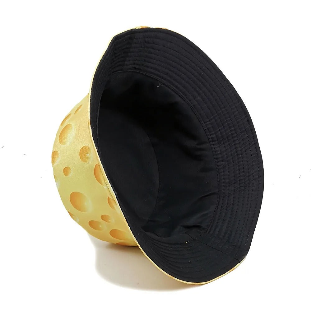 Cheese Printing Bucket Hat Yellow Pattern Fisherman Hats Double Sides Reversible Panama Cap Unisex Outdoor Sun Hot Selling