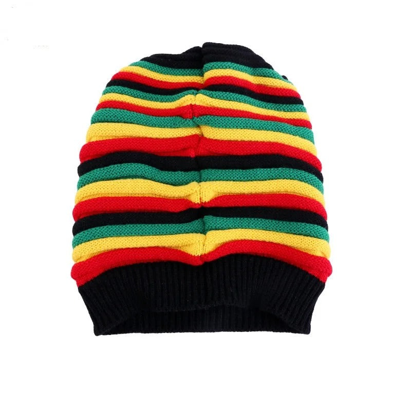 Colorful Striped Kinted Hat Keep Warm Unisex Knitted Pullover Cap