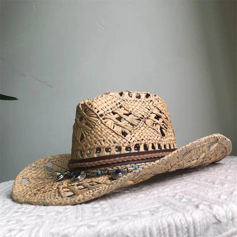 Cowboy Straw Hat Western Cowboy Sun Hat Spring Knight Hat Unisex Jazz Hat Summer Wide brimmed Hat sombrero hombre