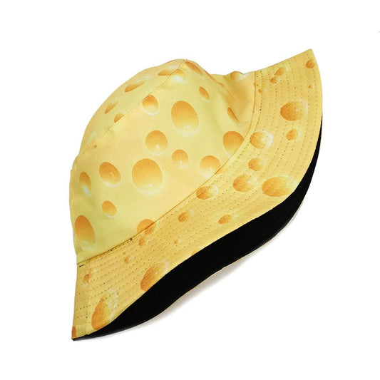 Cheese Printing Bucket Hat Yellow Pattern Fisherman Hats Double Sides Reversible Panama Cap Unisex Outdoor Sun Hot Selling