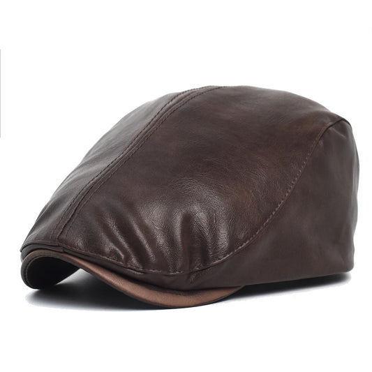 New Men Women Berets Faux Leather British Vintage Flat Cap Male Solid Black Red Navy Brown Newsboy Caps Adjustable Driver Hats