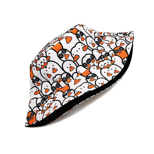 Cartoon Duck Bucket Hat White Cute Pattern Printing Fisherman Hats Double Sides Unisex Adult Panama Cap Caps For Men Momen