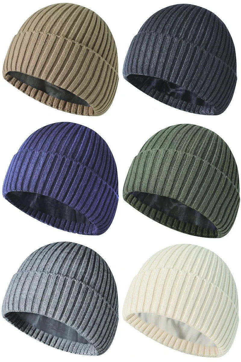 Winter inner velvet thickened warm adult unisex woolen knitted hat