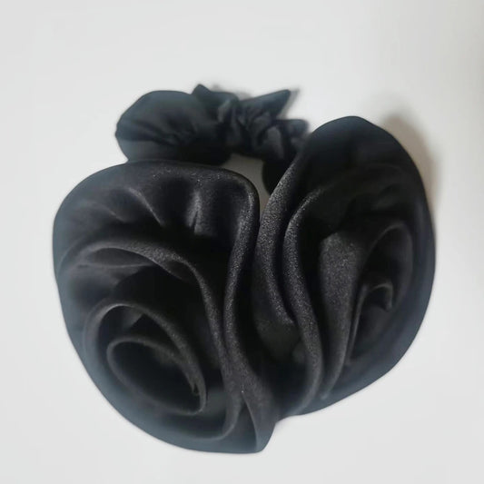 Satin Scrunchies Women 2 Rose Hair Bands Elastic Rubber Bands Back Ponytail Cute Summer Headwear Women's Hair Accessories