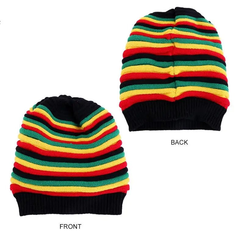 Colorful Striped Kinted Hat Keep Warm Unisex Knitted Pullover Cap
