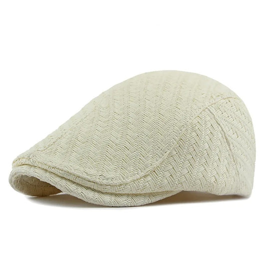 Beret Spring Summer Straw Sun Cap Hat Men Women Breathable Flat Beret Cap Male Female Adjustable Artist Painter Beret Hat