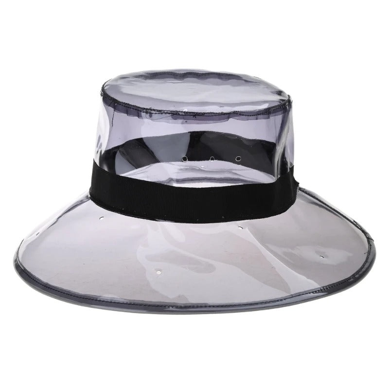 Women Men Summer PVC Transparent Bucket Hat Bright Jelly Solid Color Wide Brim Breathable Waterproof Fisherman Rain Hat