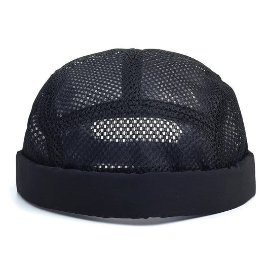 Men's Brimless Docker Hat Summer Breathable Mesh Net Beanie Cap Rolled Cuff Harbour Hats Sailor Fisherman Landlord Hat