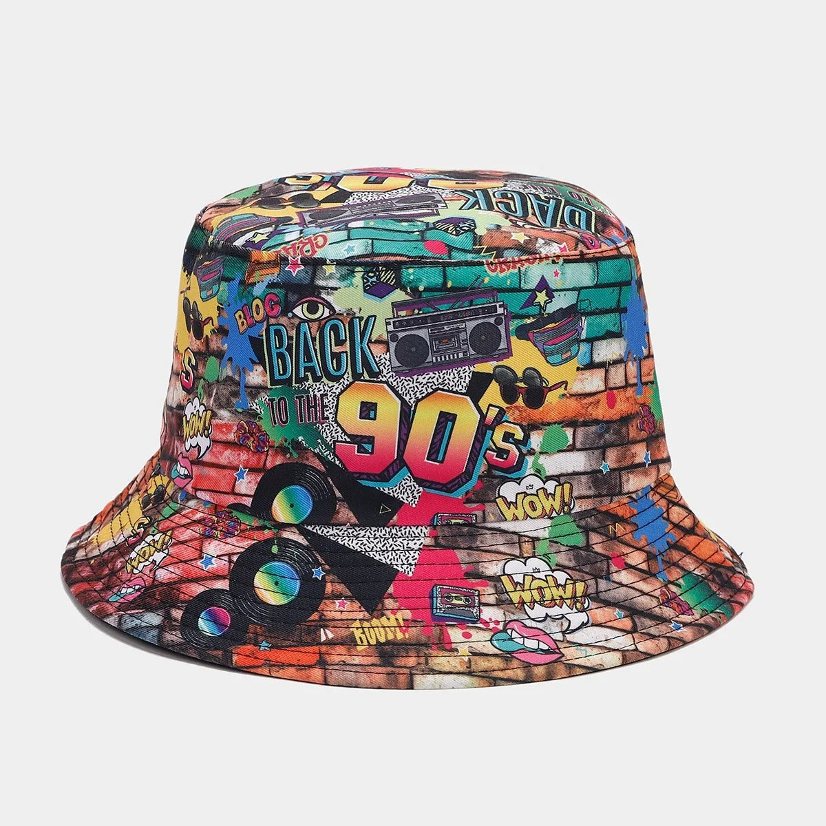 Summer Sun Protection Bucket Hat for Men Women Panama Cap Print Hip Hop Gorros Fishing Fisherman Hat Double Side Wear Fashion