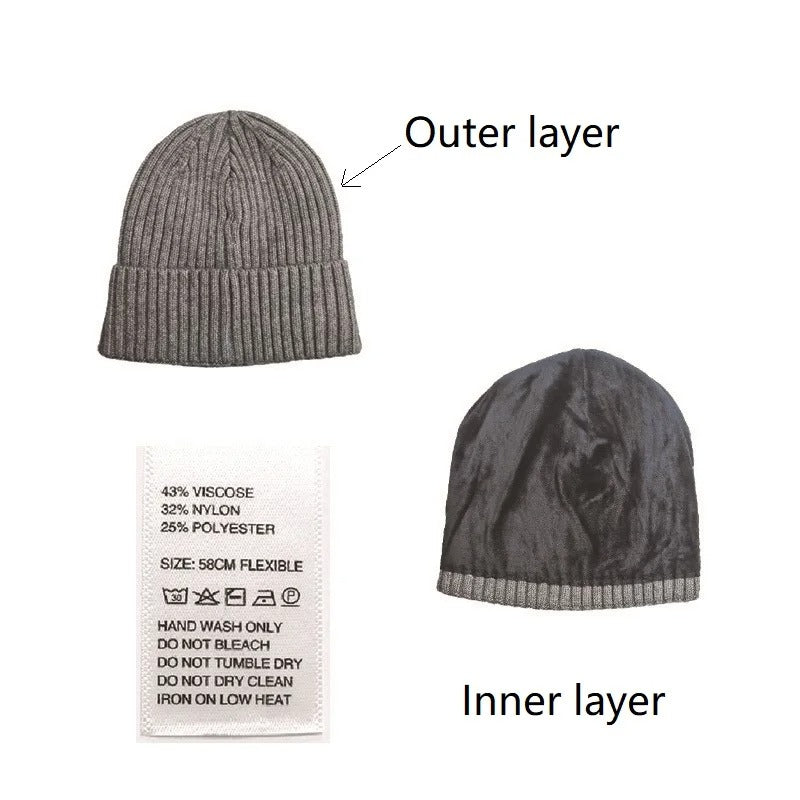 Winter inner velvet thickened warm adult unisex woolen knitted hat