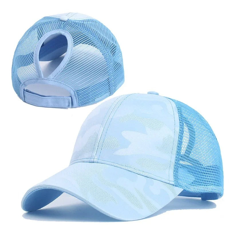 Women's Ponytail Baseball Caps Spring Summer Cotton Mesh Sun Hat Running Snapback Hat Female Adjustable Girl Outdoor Visor Hats