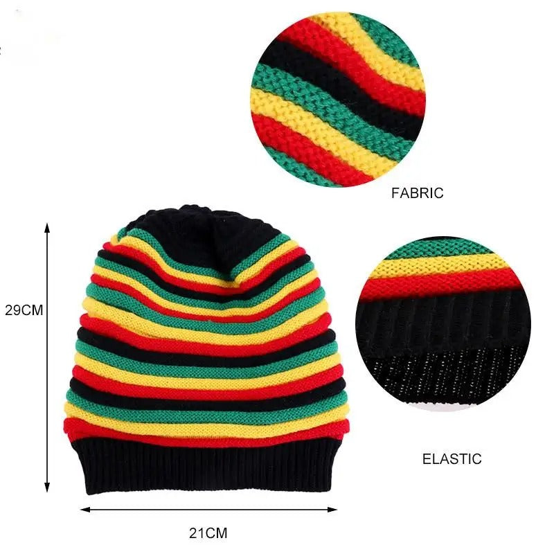 Colorful Striped Kinted Hat Keep Warm Unisex Knitted Pullover Cap