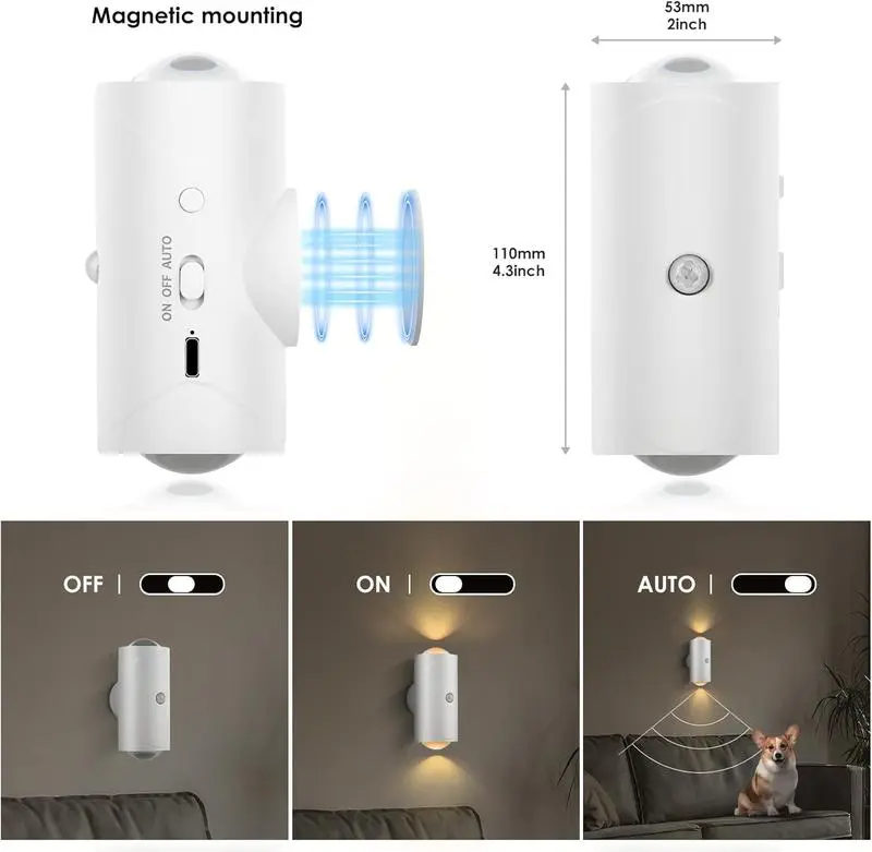 Smart Rechargeable LED Night Light with Motion Sensor – RGB Gradient Ambient Lighting