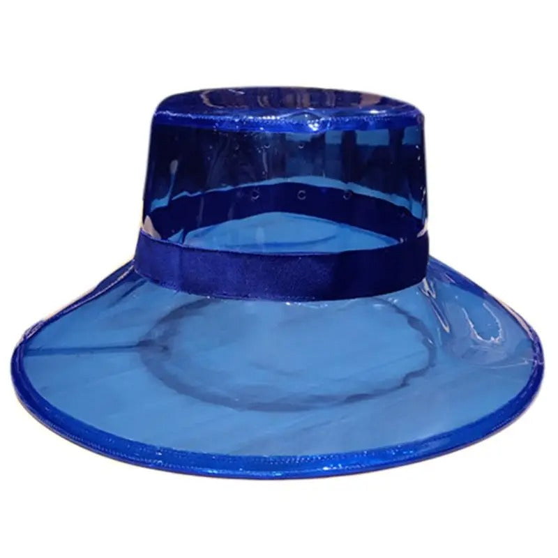 Women Men Summer PVC Transparent Bucket Hat Bright Jelly Solid Color Wide Brim Breathable Waterproof Fisherman Rain Hat