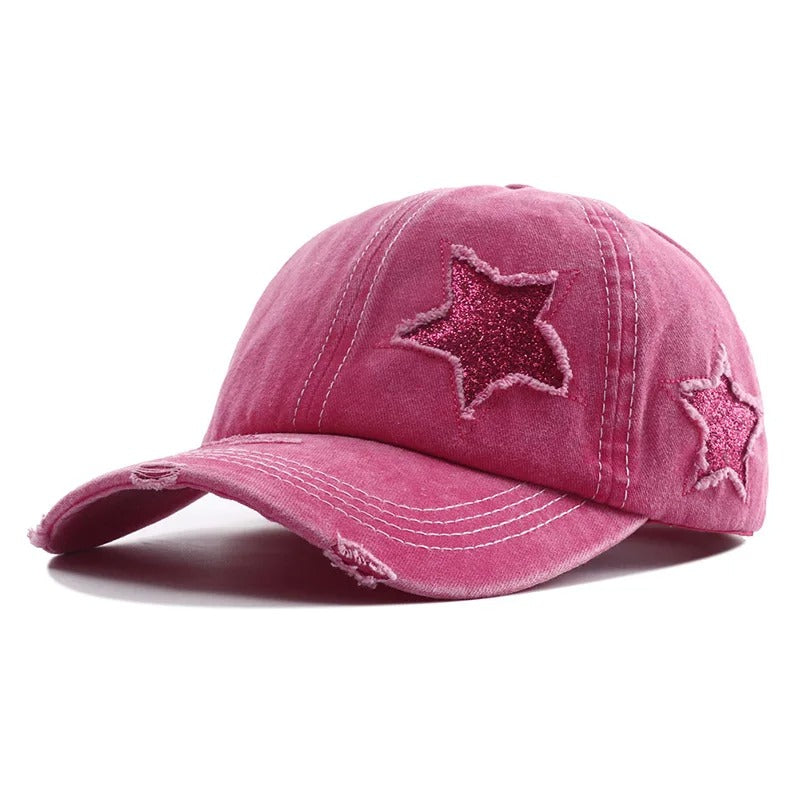 New Star Hollow Out Tail Baseball Cap for Ponytail Snapback Hat Women Hip Hop Adjustable Distressed Hats Casquettes Femmes