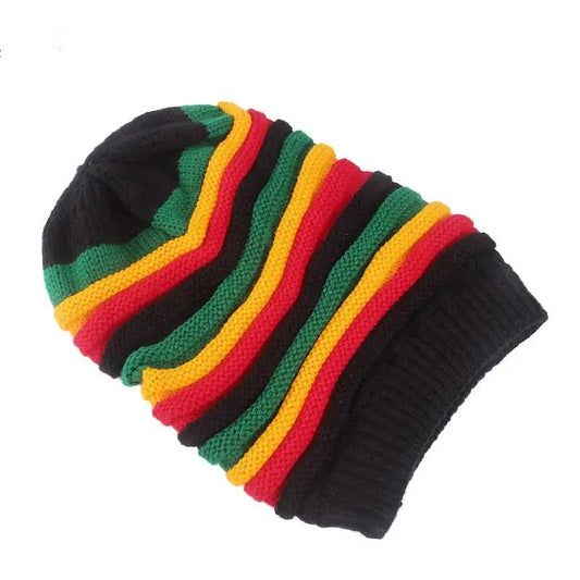 Colorful Striped Kinted Hat Keep Warm Unisex Knitted Pullover Cap