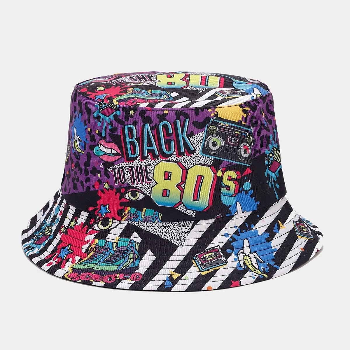 Summer Sun Protection Bucket Hat for Men Women Panama Cap Print Hip Hop Gorros Fishing Fisherman Hat Double Side Wear Fashion