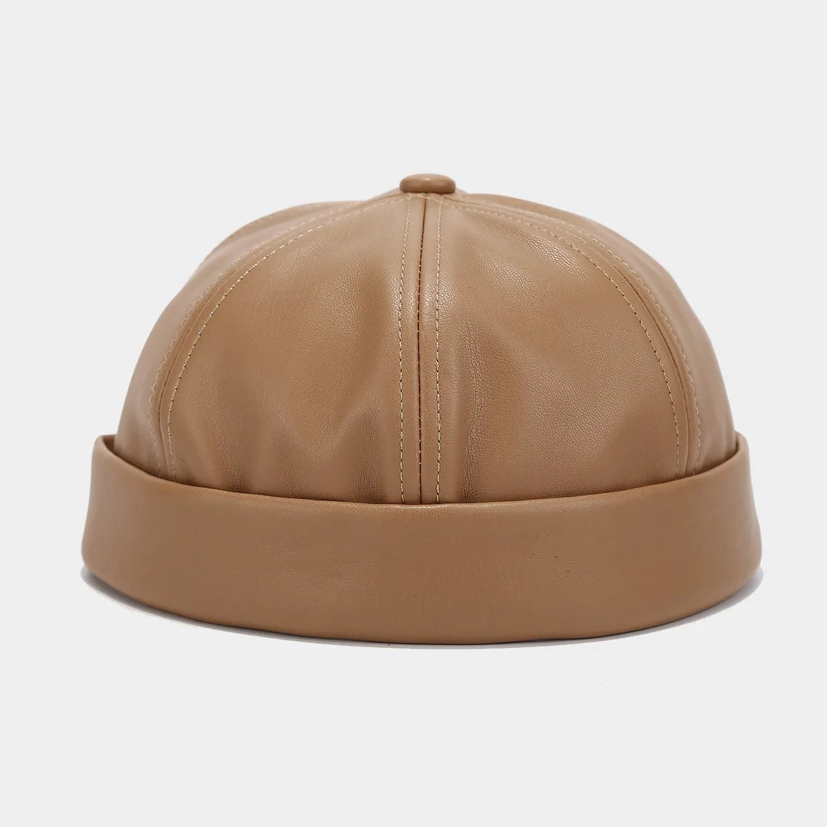 Solid Color PU Leather Landlord Hat Men Women Simplicity Retro Melon Skin Caps Autumn Winter Adjustable Docker Hat Fashionable