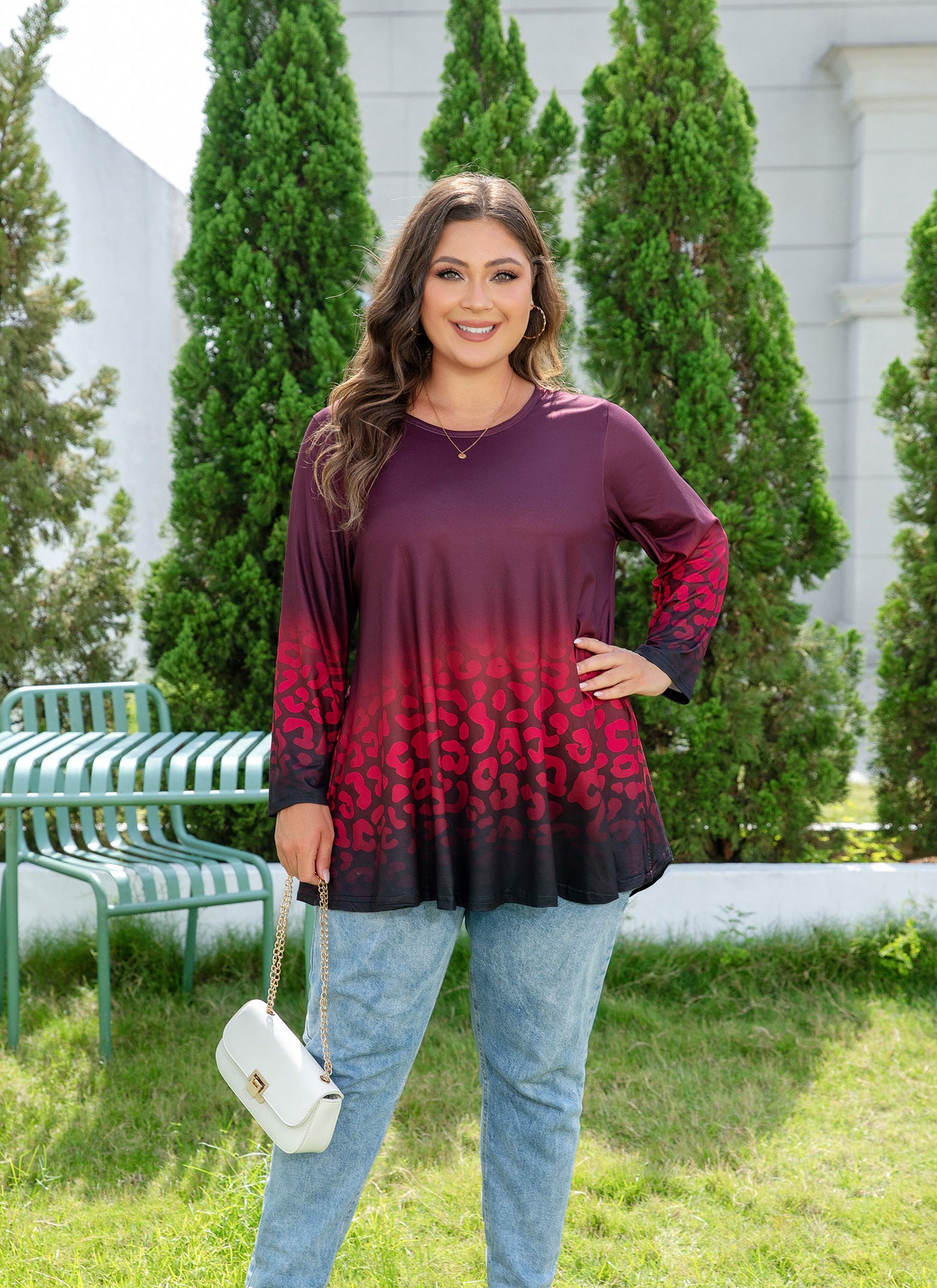 Womens Tunic 3/4 Sleeve Plus Size Tops Crew Neck Swing Flowy Loose Fit T-Shirt Blouses to Wear with Leggings Red Black Tunic