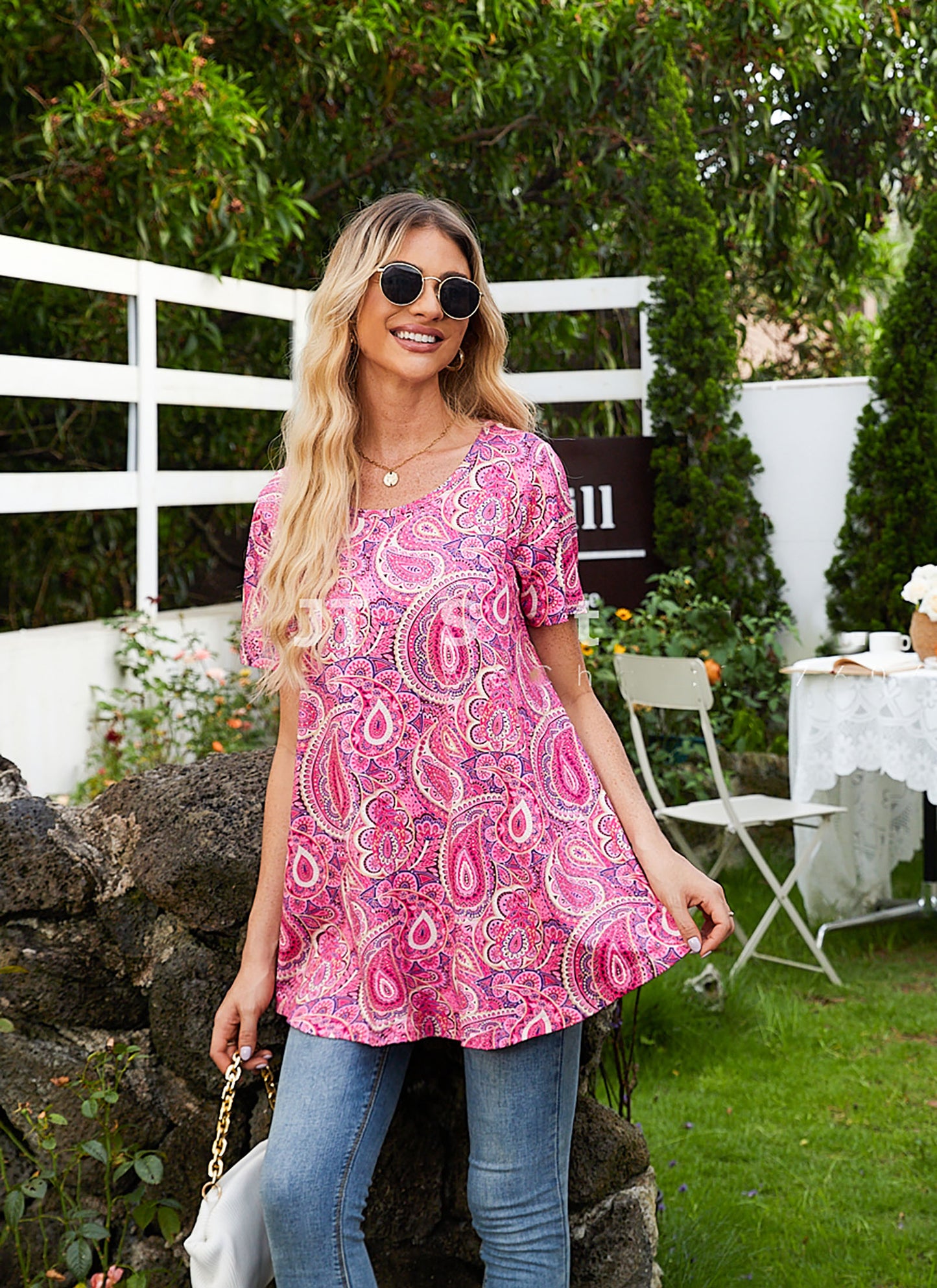 Tunic Tops for Women Plus Size Short Sleeve Crew Neck Swing Flare Loose T-Shirt Blouses to Wear with Leggings B17 SATXPP