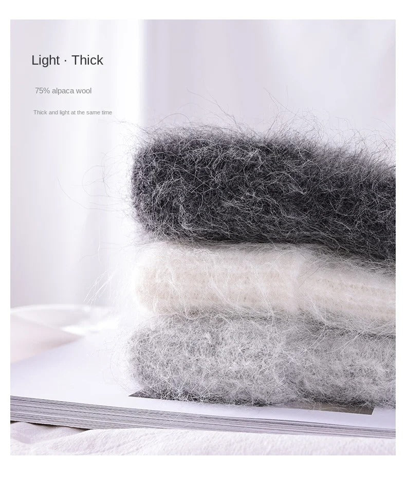 New High Quality Alpaca Wool Beanies for Women  Warm Soft  Cute Plush Winter Hat White Thickened  Protection Knit Hat