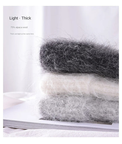 New High Quality Alpaca Wool Beanies for Women  Warm Soft  Cute Plush Winter Hat White Thickened  Protection Knit Hat
