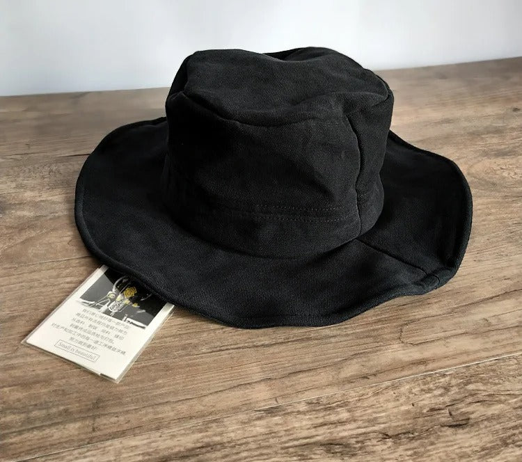 Big Head White Wide Brim Bucket Hat for Women Men Spring Summer Japanese Outdoor Travel  Sun Hat Soft Fold Fisherman Hat