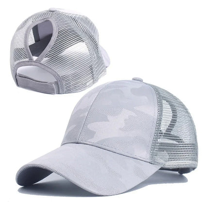 Women's Ponytail Baseball Caps Spring Summer Cotton Mesh Sun Hat Running Snapback Hat Female Adjustable Girl Outdoor Visor Hats