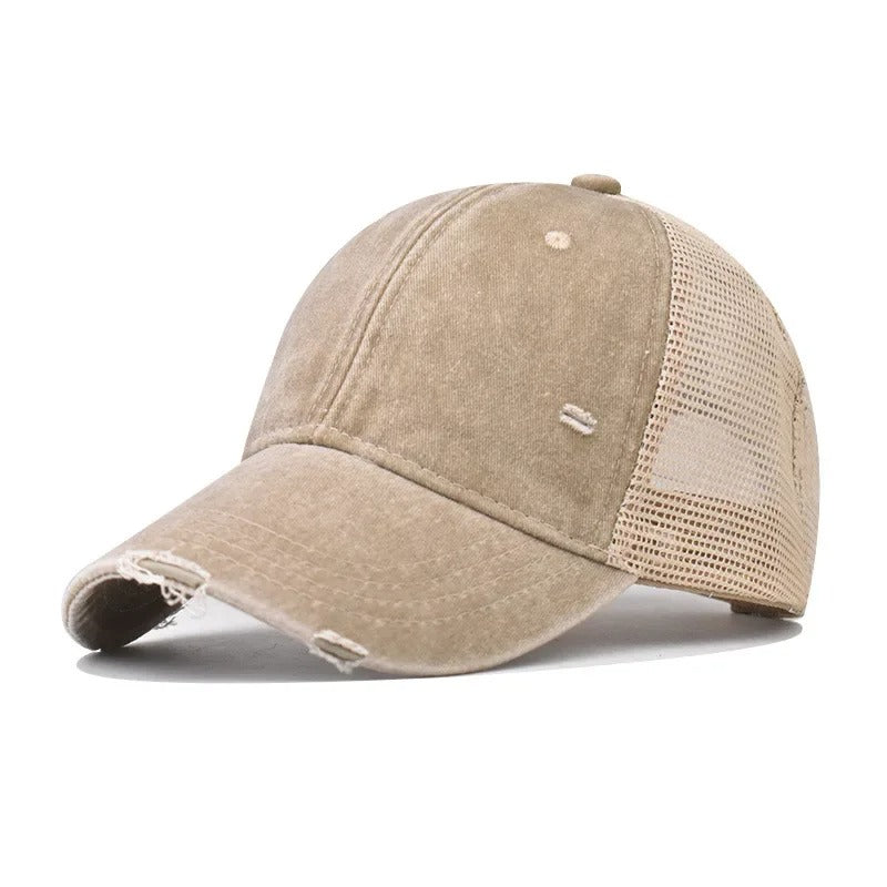 Washed Cotton Mesh Breathable Baseball Cap Made Old Ripped Light Board Caps Men and Women Tide Spring and Summer Vintage Hat