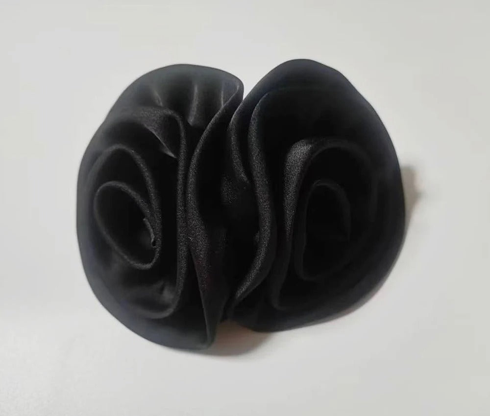 Satin Scrunchies Women 2 Rose Hair Bands Elastic Rubber Bands Back Ponytail Cute Summer Headwear Women's Hair Accessories