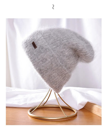 New High Quality Alpaca Wool Beanies for Women  Warm Soft  Cute Plush Winter Hat White Thickened  Protection Knit Hat