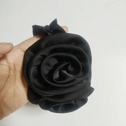 Satin Scrunchies Women 2 Rose Hair Bands Elastic Rubber Bands Back Ponytail Cute Summer Headwear Women's Hair Accessories