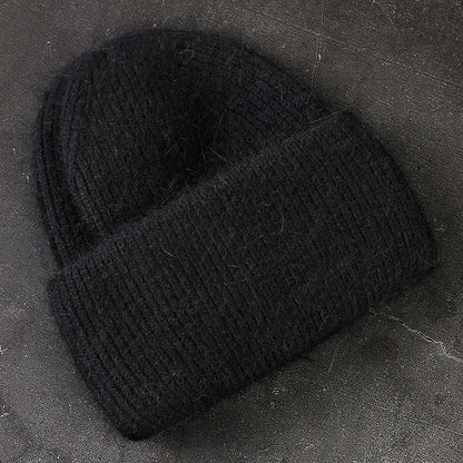 Warm  Angola Rabbit Fur Winter Knitted Beanies Women Cap Female  Ski Outdoor Warm Cashmere Wool Hats
