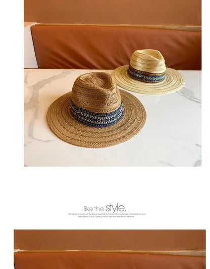 Summer Travel Paper Straw Hat Momen's Sun Protection Sunshade Flat Brim Jazz Hats Men Versatile Casual Outdoor Sun Hats Men