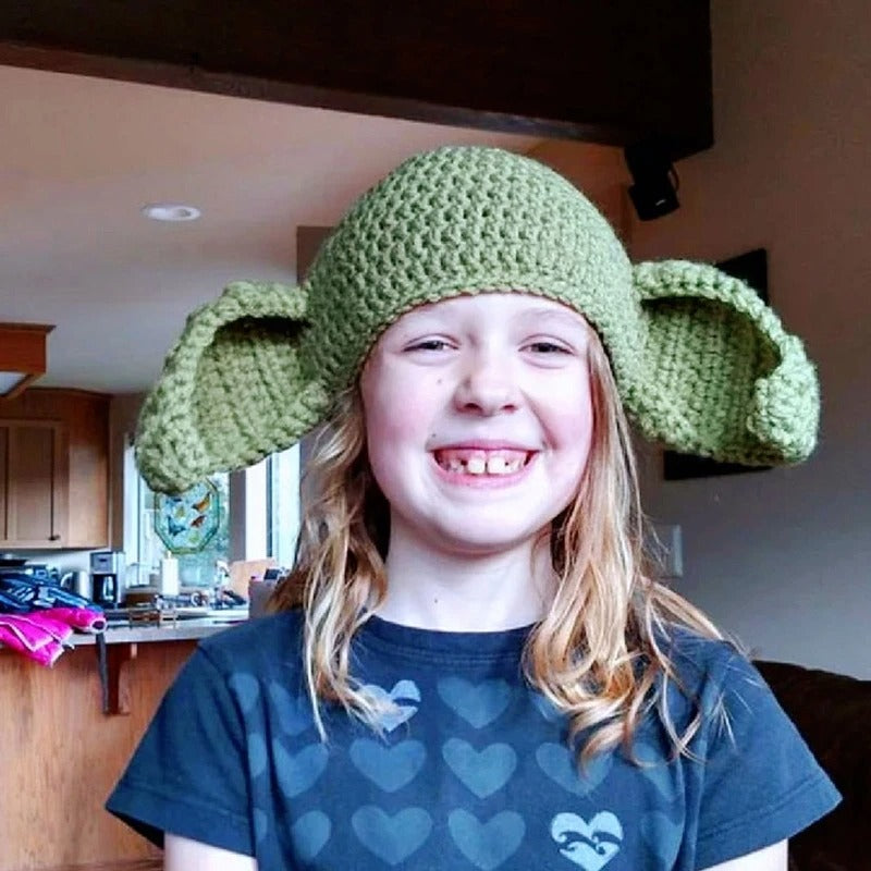 2 pieces Big Ear Knitted Hat Crochet Parent-Children Hat Pullover Cap for Party Props