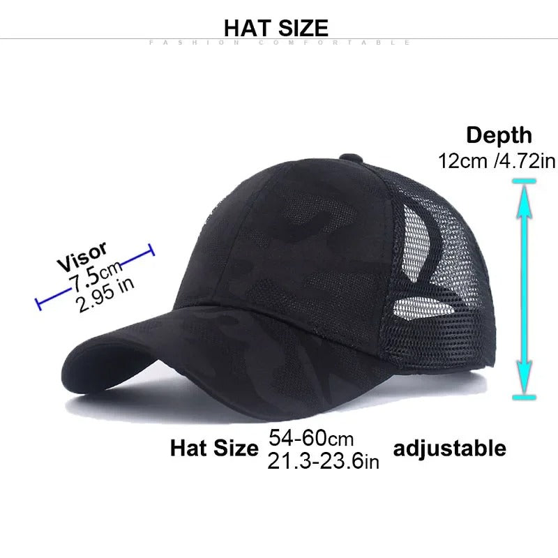 Women's Ponytail Baseball Caps Spring Summer Cotton Mesh Sun Hat Running Snapback Hat Female Adjustable Girl Outdoor Visor Hats