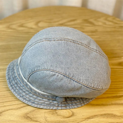 Cotton Jeans Berets Hat for Women Summer Panama Denim Fabric Sunbonnet Outdoor Casual Bucket Hat Beach Hat Sun Hat Female