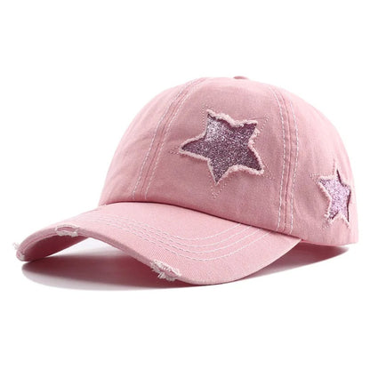 New Star Hollow Out Tail Baseball Cap for Ponytail Snapback Hat  Women Hip Hop Adjustable Distressed Hats Casquettes Femmes
