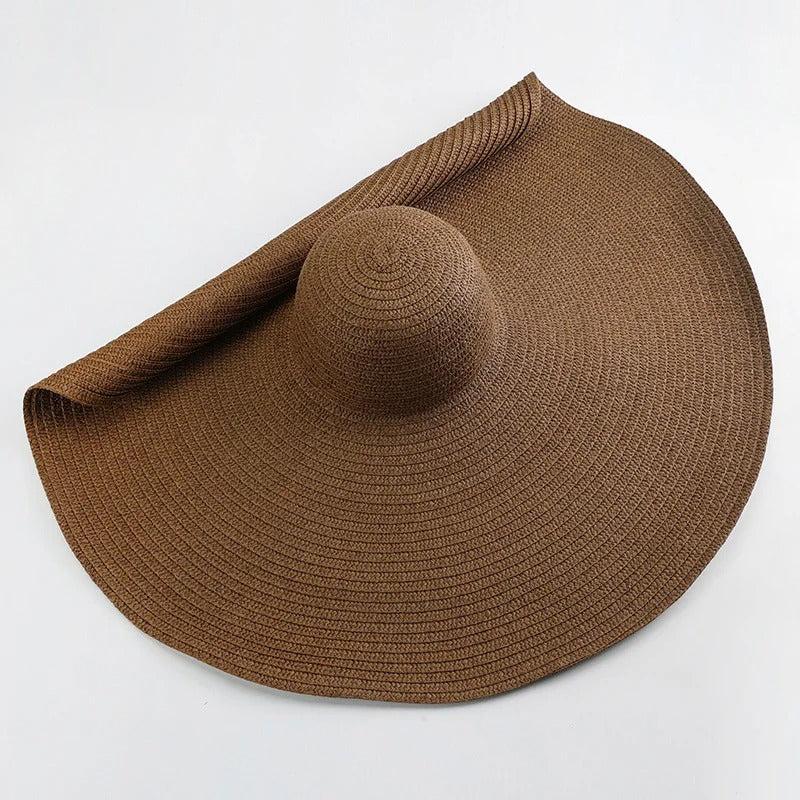 Lady Summer Wide Brim Straw  Hat  Oversized 70cm Foldable Beach Sun Hats Large  Uv Protection Sun Hat for Women