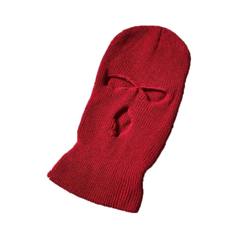 Motorcycle Windproof Full Face Knit Hats Custom SkiMask Men Warm Wool Balaclava embroidery Winter hats Knitted 3 Holes Ski Mask