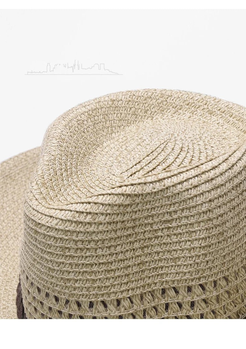 Men Big Head Straw Hat Dad Summer Large Size Sun Cap Male Wide Brim Fedora 58cm 60cm 62cm
